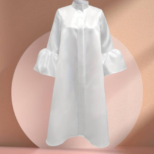 Flared 3/4 Sleeve Solid Dress, Casual Mock Neck Loose Midi Dress, Women's Clothing